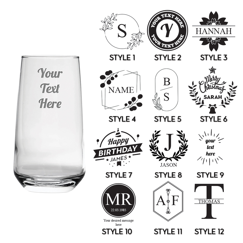 Personalised Engraved Tall Glass Your Own Text Etched Glassware T Ebay